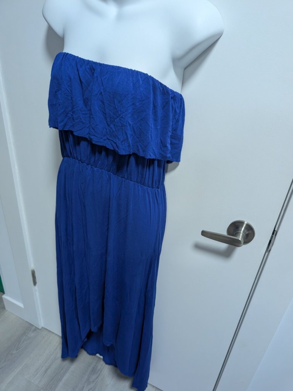 Blue Strapless High-Low Maxi Dress - Picture 3 of 7